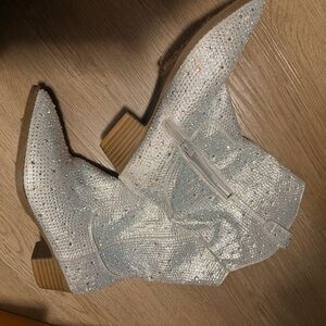 Sparkling Silver Ankle Boots